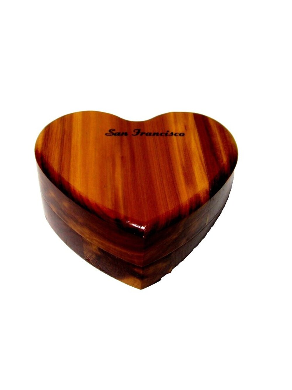 Heart Shaped Cedar Trinket Box San Francisco High Gloss Varnish Finish 3.5"